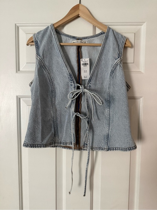 Abercrombie & Fitch Jackets & Blazers - Abercrombie & Fitch Light Blue Lace-Up Denim Vest